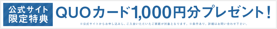 公式サイト限定特典QUOカード1000円分プレゼント
