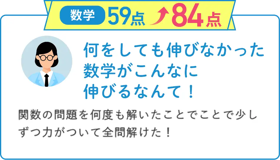 数学59点から84点にアップ！何をしても伸びなかった数学がこんなに伸びるなんて！