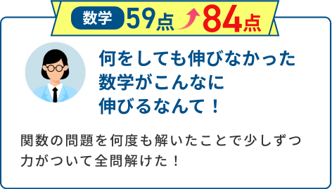 数学59点から84点にアップ！何をしても伸びなかった数学がこんなに伸びるなんて！