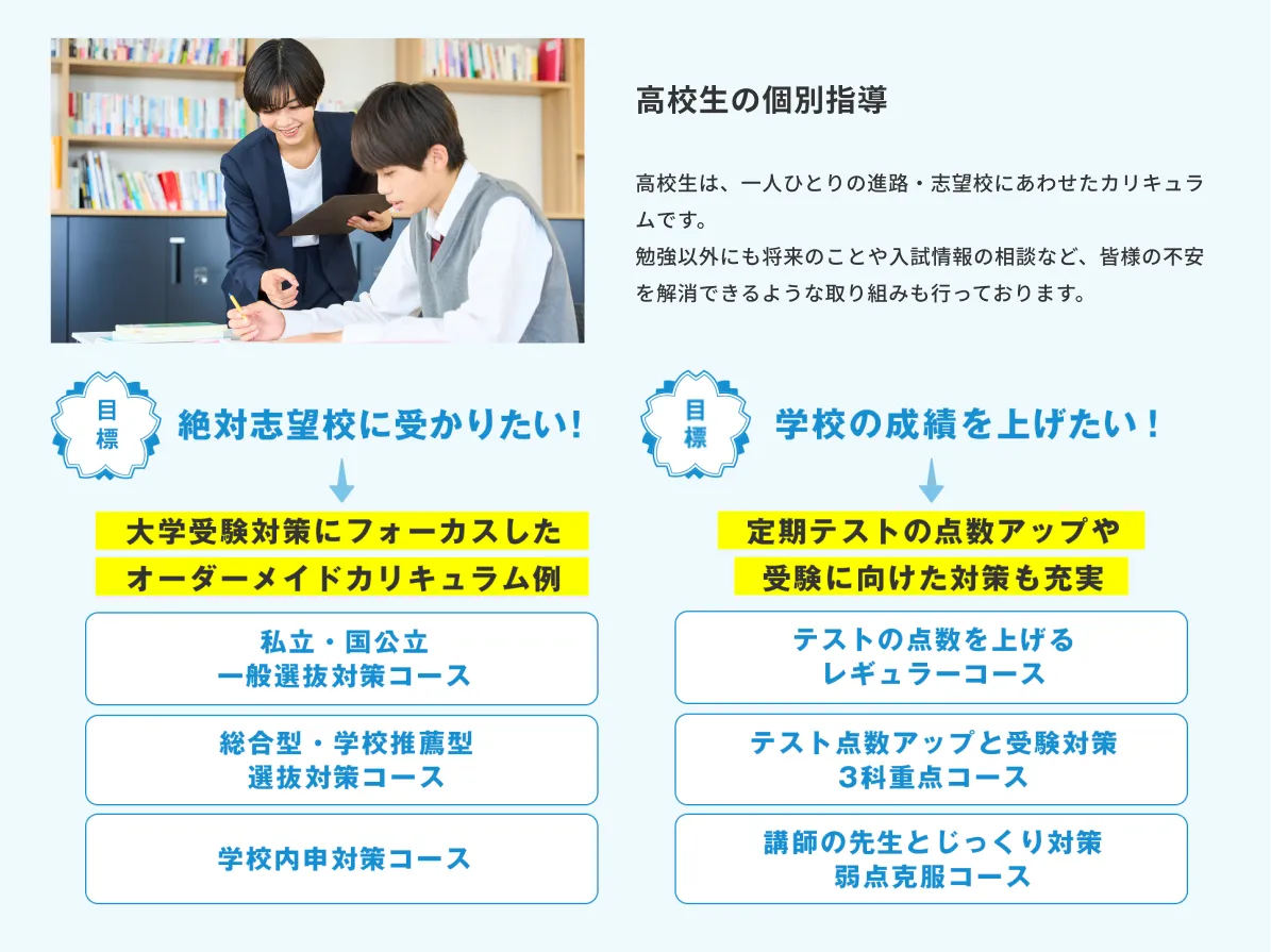 高校生のコース・料金の案内